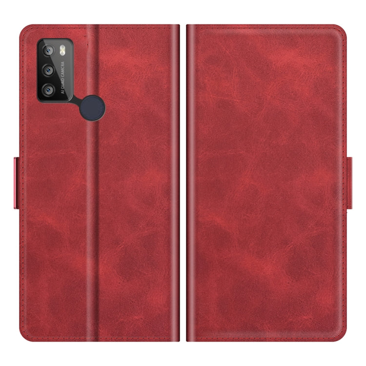 Para Alcatel 1S 2021 / 3L 2021 Hebilla magnética de doble lado Caja de cuero Horizontal Flip con soporte y ranuras para tarjetas (rojo)
