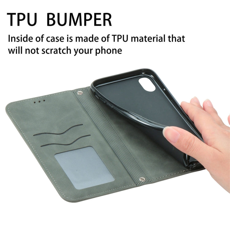 Capa retro de la piel de la piel con la funda de cuero horizontal magnética con soporte y tragamonedas y billetera y marco de fotos para Huawei NOVA 8 PRO (gris)