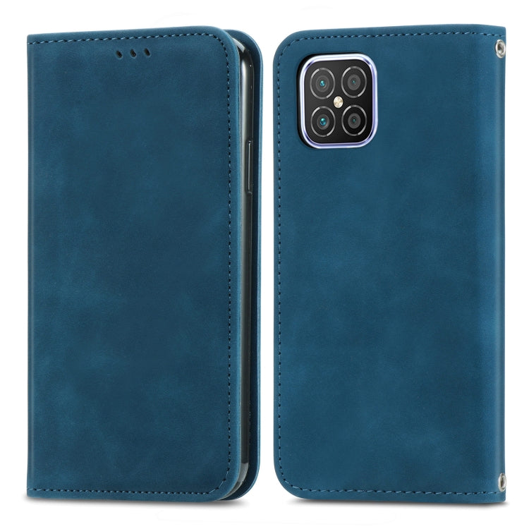 Para Huawei Nova 8 SE Retro Siente Sienta Asunto Magnético Horizontal Flip Funda de cuero con soporte y ranuras para tarjetas y marco de fotos (azul)