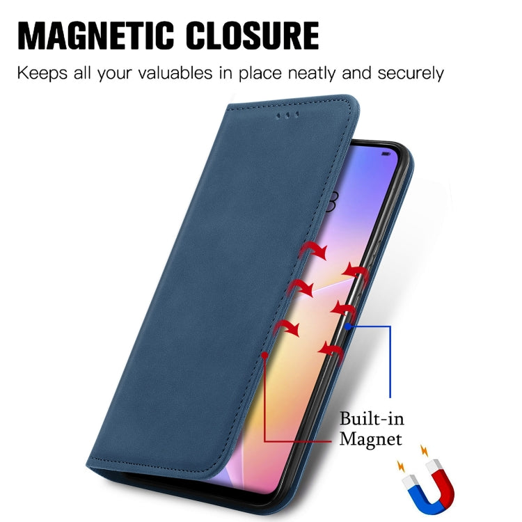Para Huawei Nova 8 SE Retro Siente Sienta Asunto Magnético Horizontal Flip Funda de cuero con soporte y ranuras para tarjetas y marco de fotos (azul)