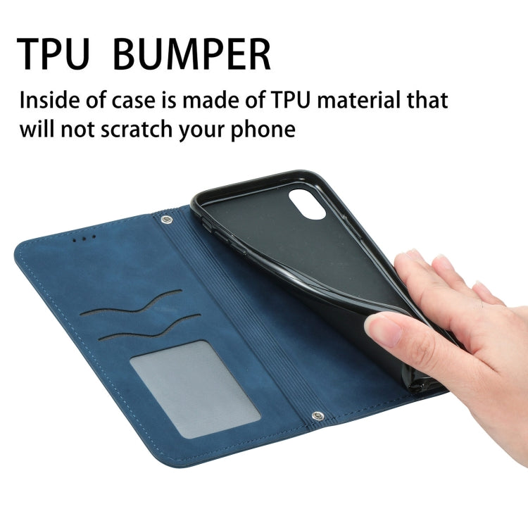 Para Huawei Nova 8 SE Retro Siente Sienta Asunto Magnético Horizontal Flip Funda de cuero con soporte y ranuras para tarjetas y marco de fotos (azul)