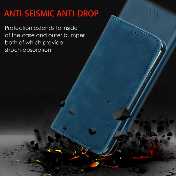 Para Huawei Nova 8 SE Retro Siente Sienta Asunto Magnético Horizontal Flip Funda de cuero con soporte y ranuras para tarjetas y marco de fotos (azul)