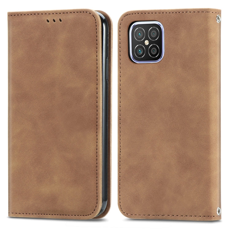Para Huawei Nova 8 SE Retro piel Sienta Business Magnetic Horizontal Flip Funda de cuero con soporte y ranuras para tarjetas y marco de fotografía (marrón)