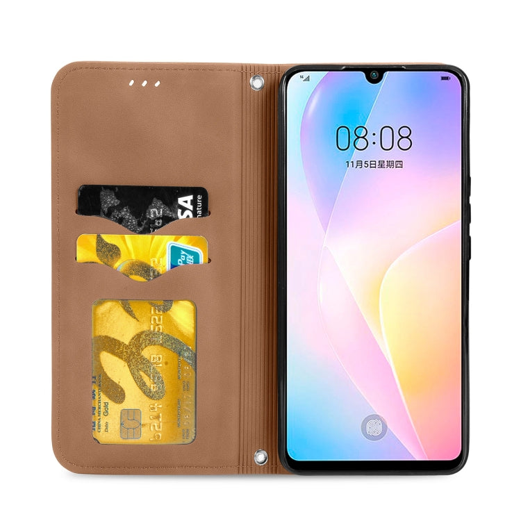 Para Huawei Nova 8 SE Retro piel Sienta Business Magnetic Horizontal Flip Funda de cuero con soporte y ranuras para tarjetas y marco de fotografía (marrón)