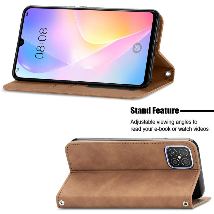 Para Huawei Nova 8 SE Retro piel Sienta Business Magnetic Horizontal Flip Funda de cuero con soporte y ranuras para tarjetas y marco de fotografía (marrón)