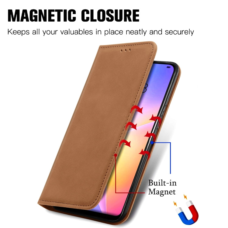 Para Huawei Nova 8 SE Retro piel Sienta Business Magnetic Horizontal Flip Funda de cuero con soporte y ranuras para tarjetas y marco de fotografía (marrón)
