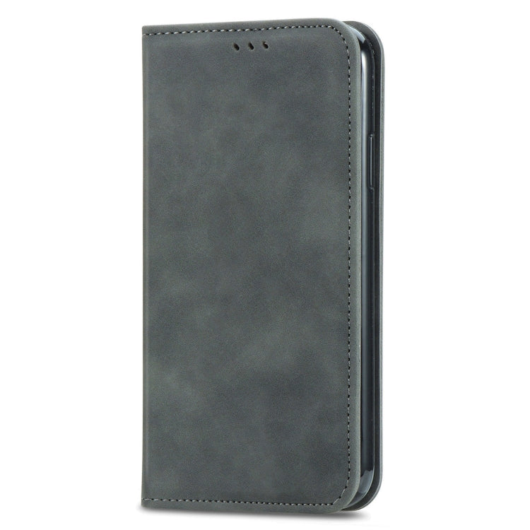 Para Huawei Nova 8 SE Retro Siente Siente Business Magnetic Horizontal Flip Funda de cuero con soporte y ranuras para tarjetas y marco de fotos (gris)