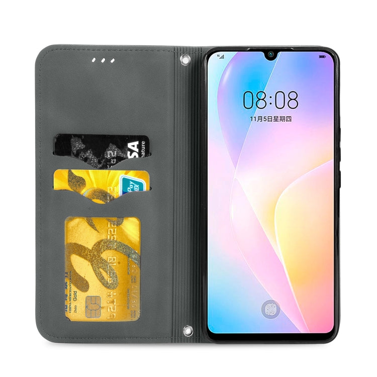 Para Huawei Nova 8 SE Retro Siente Siente Business Magnetic Horizontal Flip Funda de cuero con soporte y ranuras para tarjetas y marco de fotos (gris)