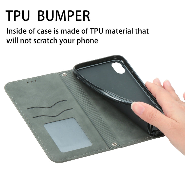 Para Huawei Nova 8 SE Retro Siente Siente Business Magnetic Horizontal Flip Funda de cuero con soporte y ranuras para tarjetas y marco de fotos (gris)