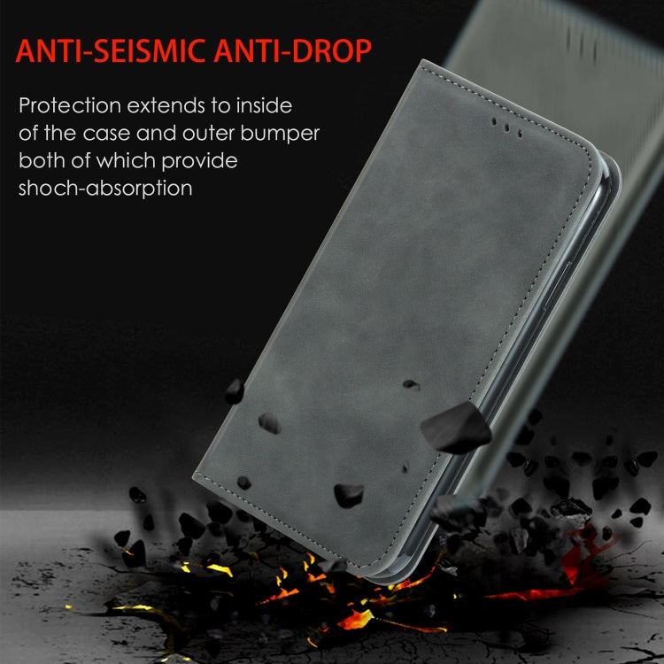 Para Huawei Nova 8 SE Retro Siente Siente Business Magnetic Horizontal Flip Funda de cuero con soporte y ranuras para tarjetas y marco de fotos (gris)