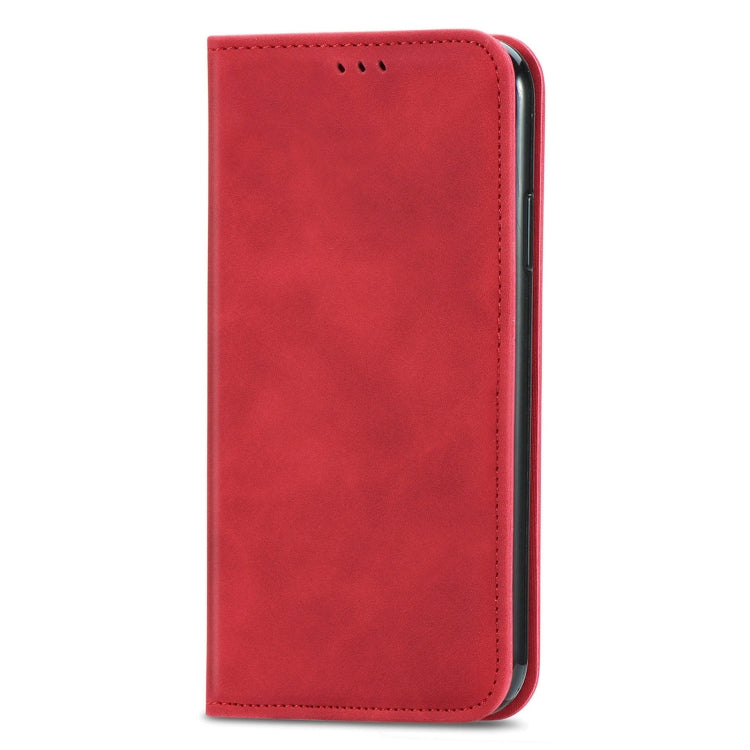 Para Huawei Nova 8 SE Retro piel Sienta negocio Magnético Horizontal Flip Funda de cuero con soporte y ranuras para tarjetas y marco de la fotografía (rojo)