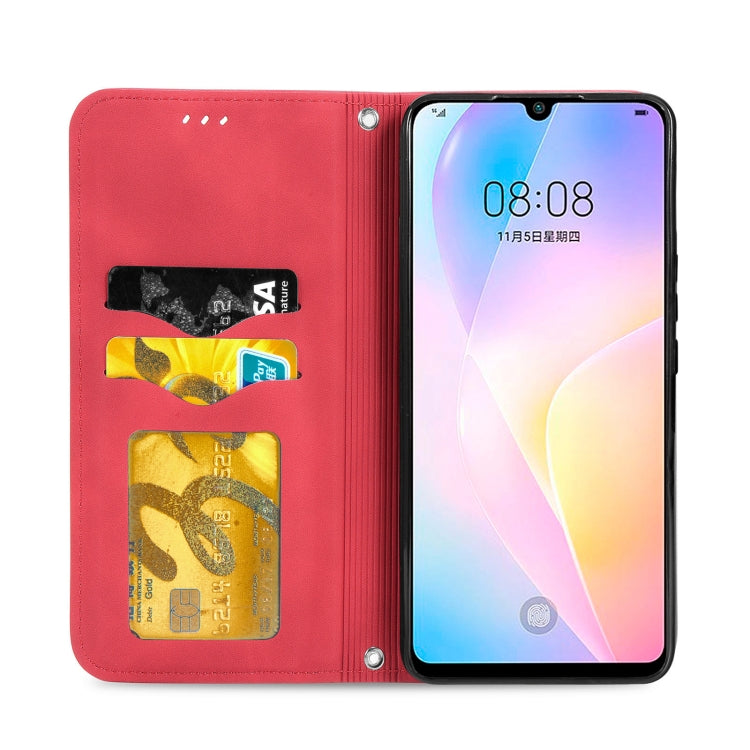 Para Huawei Nova 8 SE Retro piel Sienta negocio Magnético Horizontal Flip Funda de cuero con soporte y ranuras para tarjetas y marco de la fotografía (rojo)