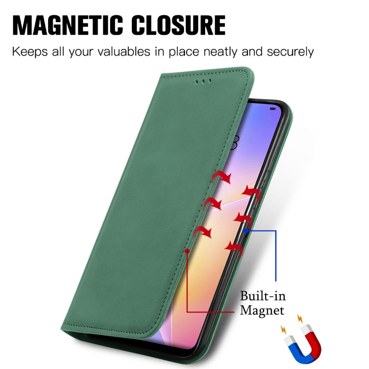 Para Huawei Nova 8 SE Retro piel Siente negocio Magnético Horizontal Flip Funda con soporte y ranuras para tarjetas y marco de fotografía (verde)