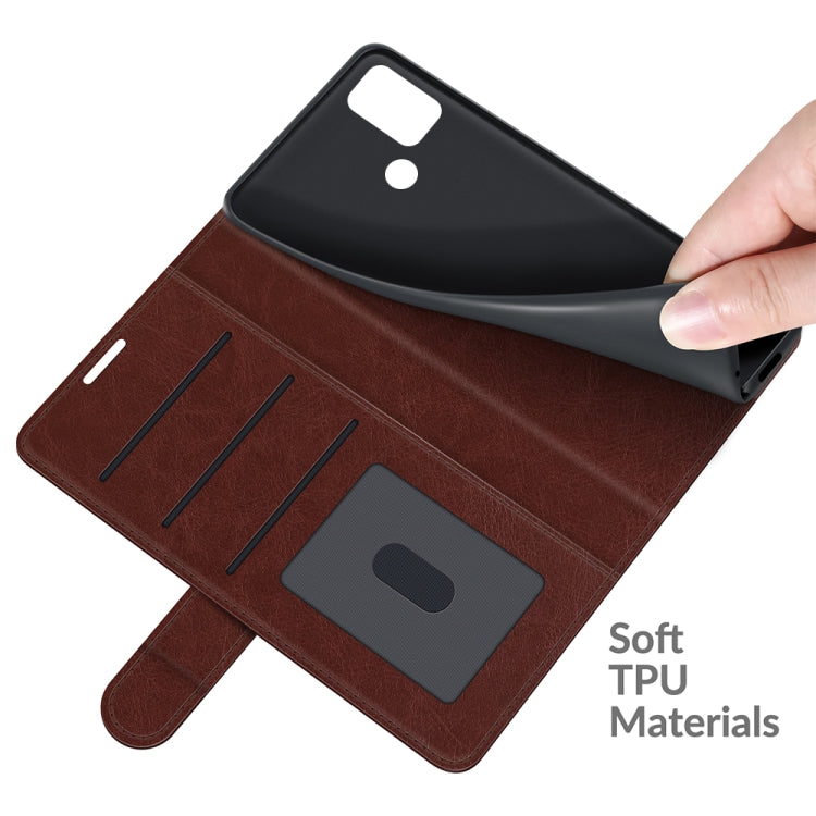 Para MOTOROLA MOTO G30 / G10 R64 Funda protectora de flip horizontal con soporte y ranuras para tarjetas y marco de fotografía (marrón)