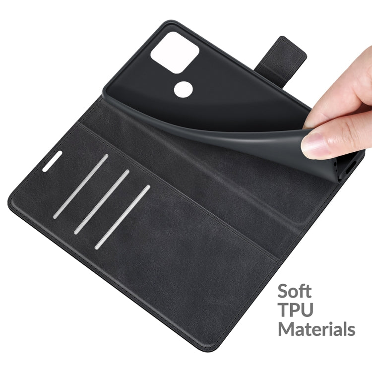 Para Google Pixel 5a Retro Becerro patrón Hebilla Horizontal Flip Funda de cuero con soporte y tragamonedas y billetera (Negro)
