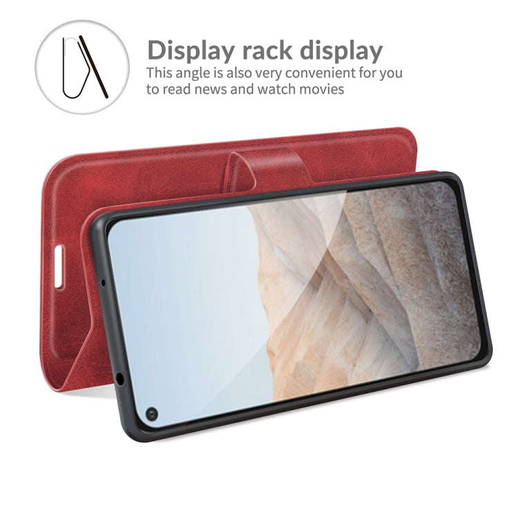 Para Google Pixel 5A Retro Becerro patrón Hebilla Horizontal Flip Funda de cuero con soporte y ranuras para tarjetas y billetera (rojo)