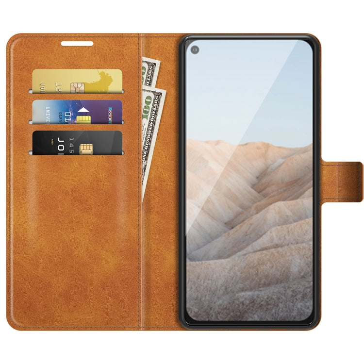 Para Google Pixel 5A Retro Becerro patrón Hebilla Horizontal Funda de cuero con soporte y ranuras para tarjetas y billetera (amarillo)