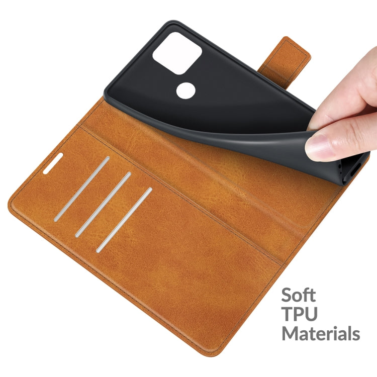 Para Google Pixel 5A Retro Becerro patrón Hebilla Horizontal Funda de cuero con soporte y ranuras para tarjetas y billetera (amarillo)