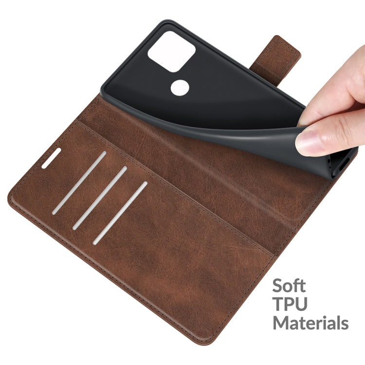 Para Google Pixel 5A Retro Becerro Patrón Hebilla Funda de cuero Horizontal Flip Funda con soporte y ranuras para tarjetas (marrón oscuro)