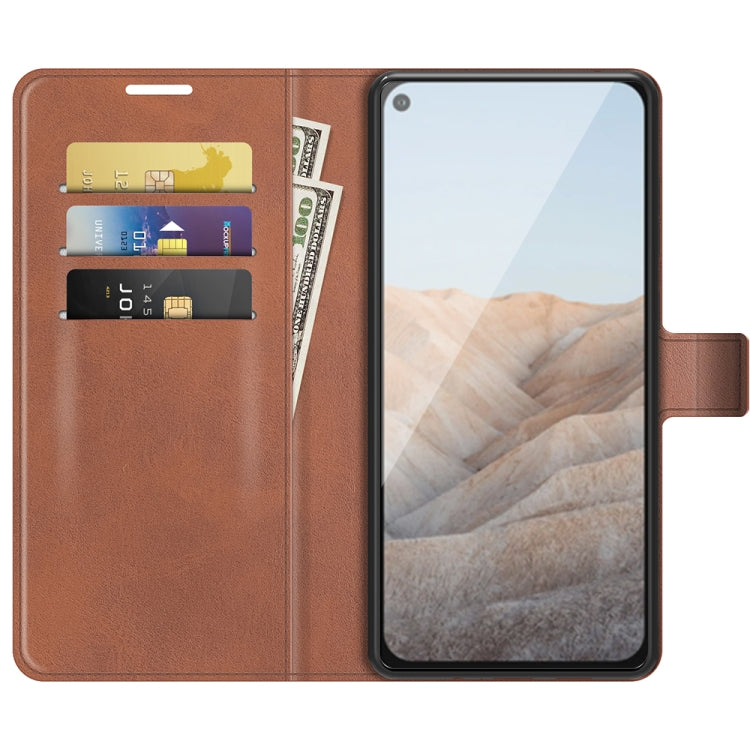 Para Google Pixel 5A Retro Becerro patrón Hebilla Horizontal Flip Funda de cuero con soporte y tragamonedas y billetera (marrón claro)