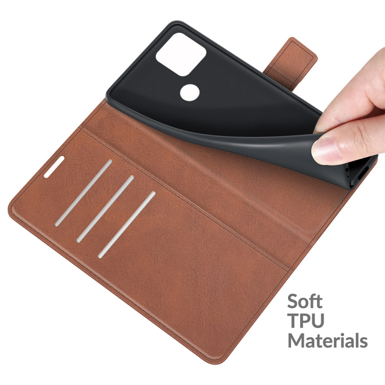 Para Google Pixel 5A Retro Becerro patrón Hebilla Horizontal Flip Funda de cuero con soporte y tragamonedas y billetera (marrón claro)