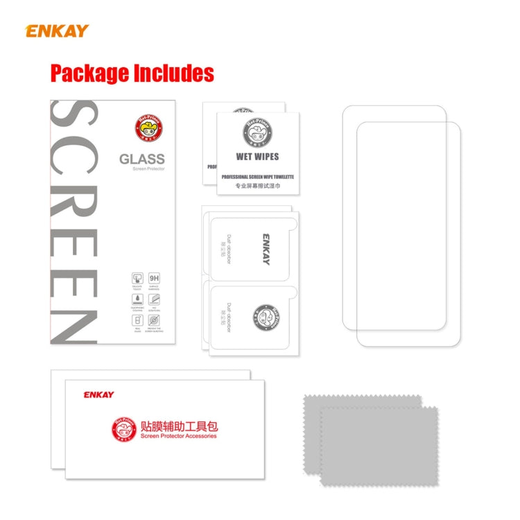Para Huawei P50 2 PCS Enkay Hat-Prince 0.26mm 9h 2.5D Cera de vidrio templado de borde curvo