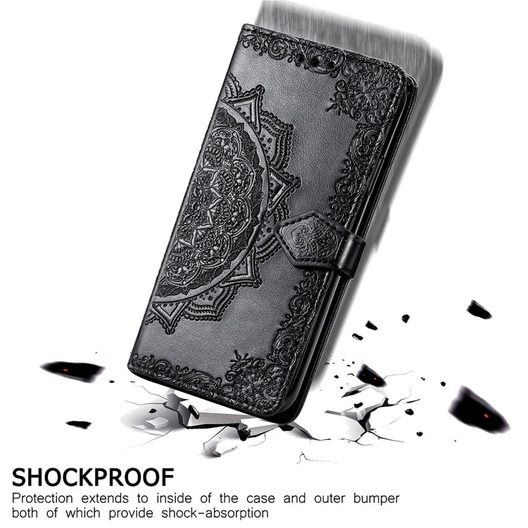 Para Google Pixel 5a Mandala Flower Horizontal Flip Funda de cuero con soporte / ranura para tarjeta / billetera / Lanyard (Negro)