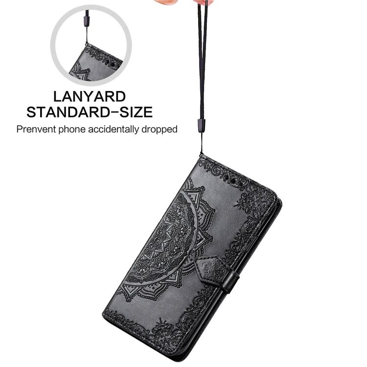 Para Google Pixel 5a Mandala Flower Horizontal Flip Funda de cuero con soporte / ranura para tarjeta / billetera / Lanyard (Negro)