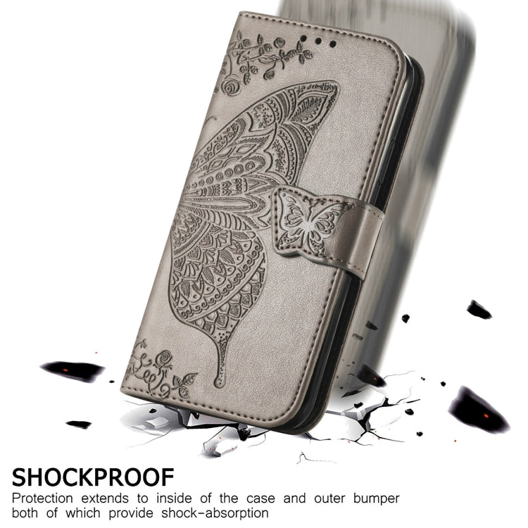 Para Huawei Nova 8 Pro Butterfly Love Flower Horizontal Flip Funda de cuero con Soporte y Tarjeta Slot & Wallet & Lanyard (Gray)