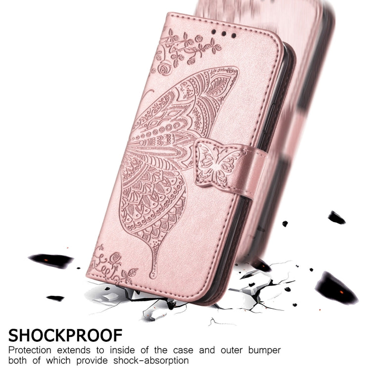 Para Huawei Nova 8 Pro Butterfly Love Flowe Flessed Horizontal Flip Funda de cuero con soporte y tarjeta Slot & Wallet & Lanyard (oro rosa)