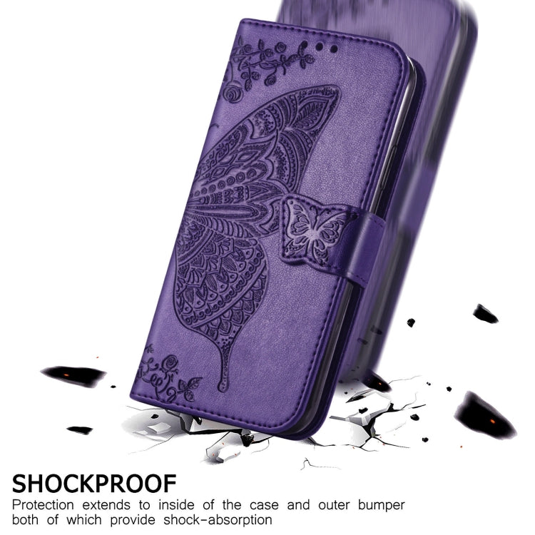 Para Huawei Nova 8 Pro Butterfly Love Flower Flower Horizontal Flip Funda de cuero con soporte y ranura para tarjeta y billetera y cordón (morado oscuro)