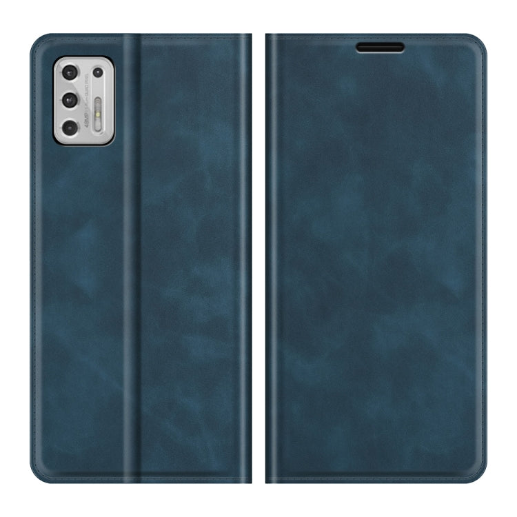 Para Motorola Moto G Stylus 2021 Caja de cuero de succión magnética de negocios de la piel retro-piel con soporte y tragamonedas y billetera (azul oscuro)