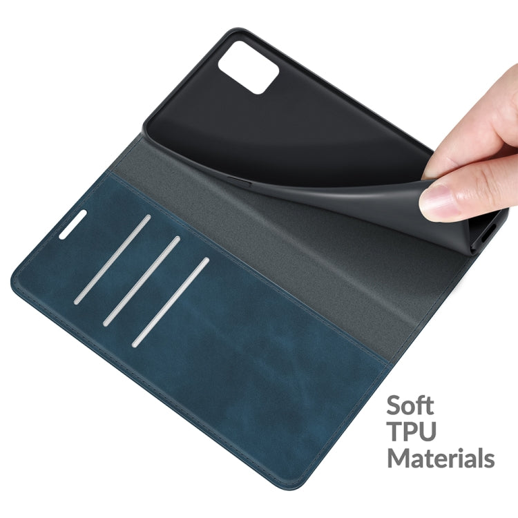 Para Motorola Moto G Stylus 2021 Caja de cuero de succión magnética de negocios de la piel retro-piel con soporte y tragamonedas y billetera (azul oscuro)
