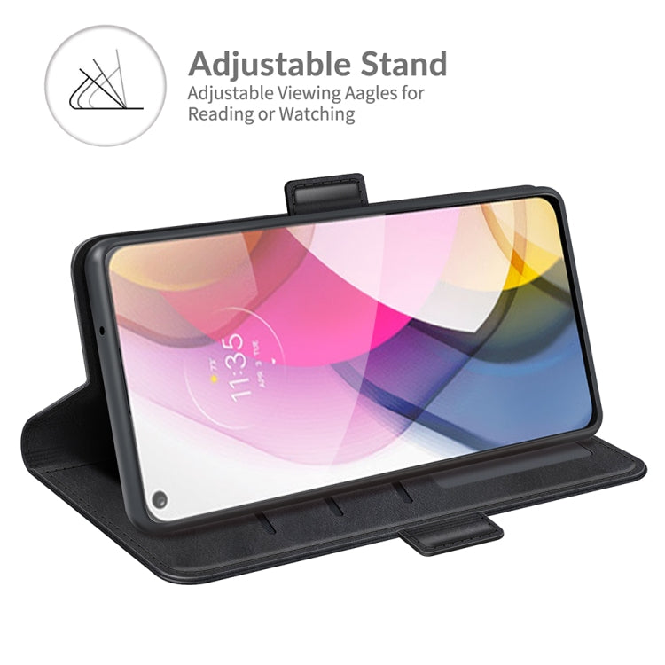 Para Motorola Moto G Stylus 2021 Hebilla magnética de doble lado Doble Funda de cuero Horizontal Flip con soporte y ranuras para tarjetas y billetera (Negro)