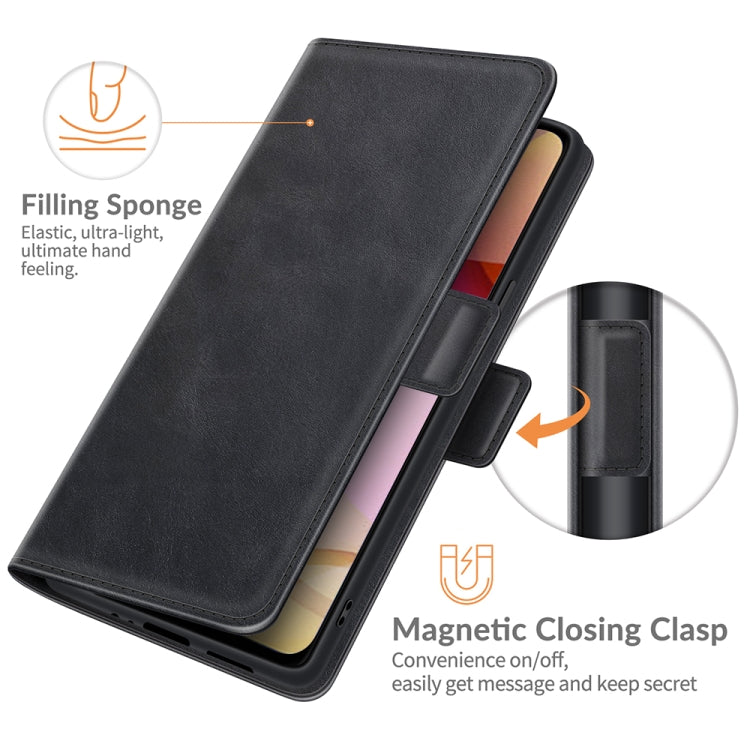 Para Motorola Moto G Stylus 2021 Hebilla magnética de doble lado Doble Funda de cuero Horizontal Flip con soporte y ranuras para tarjetas y billetera (Negro)