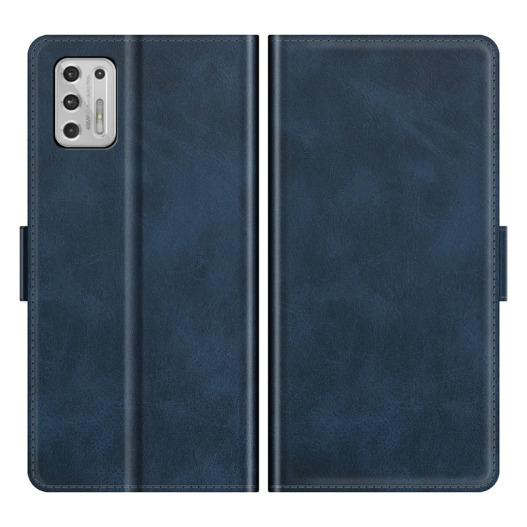 Para Motorola Moto G Stylus 2021 Hebilla magnética de doble lado Doble Funda de cuero de chancletas horizontales con soporte y ranuras para tarjeta y billetera (azul oscuro)
