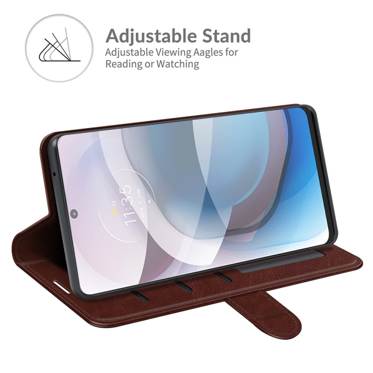 Para MOTOROLA ONE 5G ACE R64 Funda protectora de flip horizontal con soporte y ranuras para tarjetas y marco de fotografía (marrón)