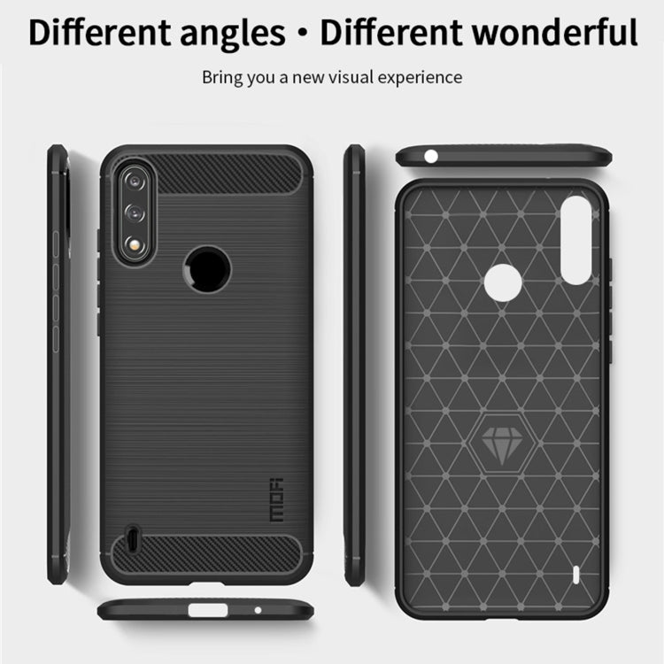 Para Motorola Moto E7 Power Mofi Gentleness Series Textura cepillada Fibra de carbono FIBRA SOFT TPU Funda (gris)