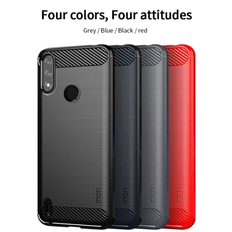 Para Motorola Moto E7 Power Mofi Gentleness Series Textura cepillada Fibra de carbono FIBRA SOFT TPU Funda (gris)