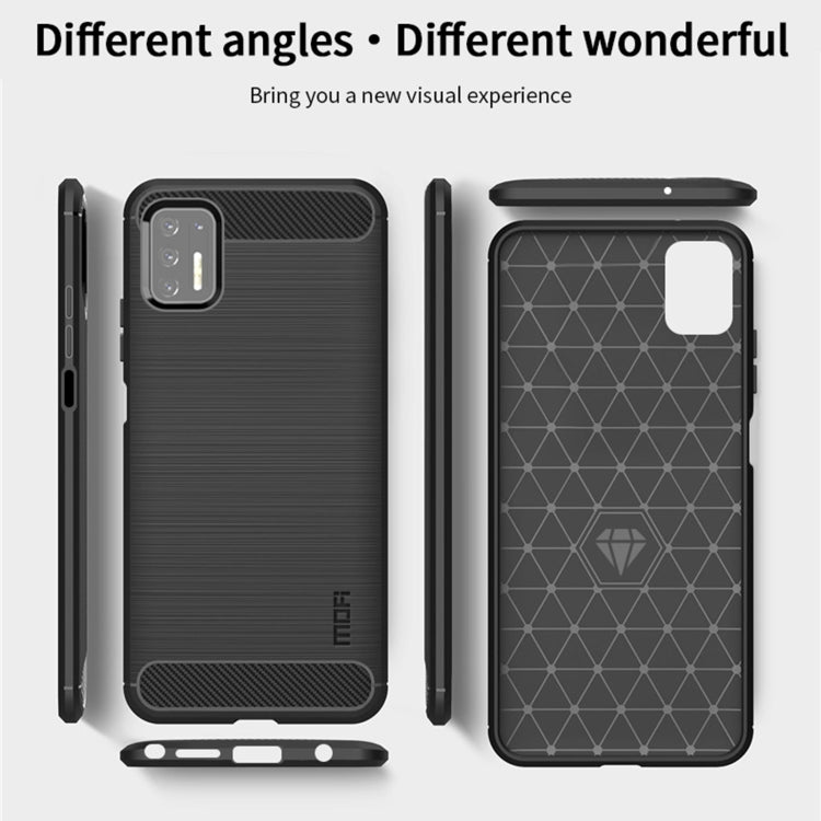 Para Motorola Moto G Stylus 2021 Mofi Serie de gentileza Textura cepillada Fibra de carbono Soft TPU Funda (gris)