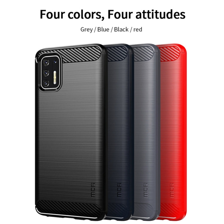 Para Motorola Moto G Stylus 2021 Mofi Serie de gentileza Textura cepillada Fibra de carbono Soft TPU Funda (gris)