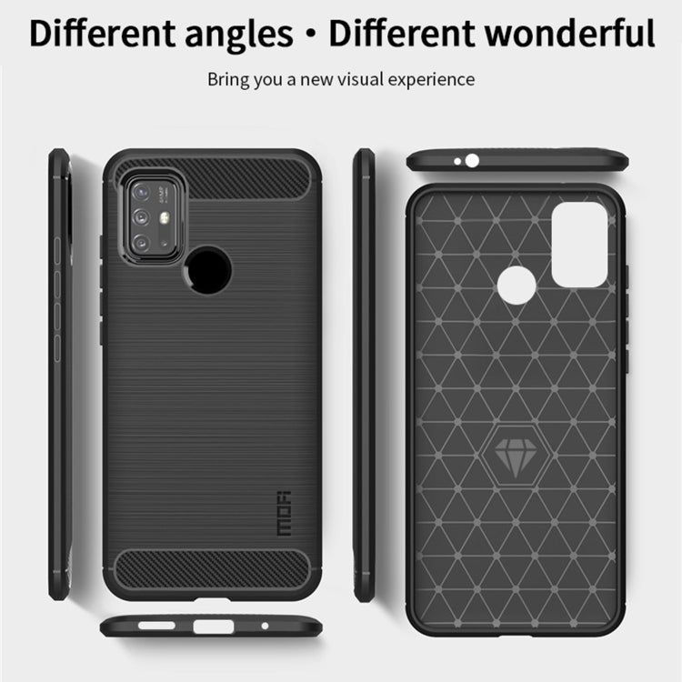 Para Motorola Moto G10 / G30 MOFI Gentleness Series Textura cepillada Fibra de carbono Soft TPU Funda (gris)