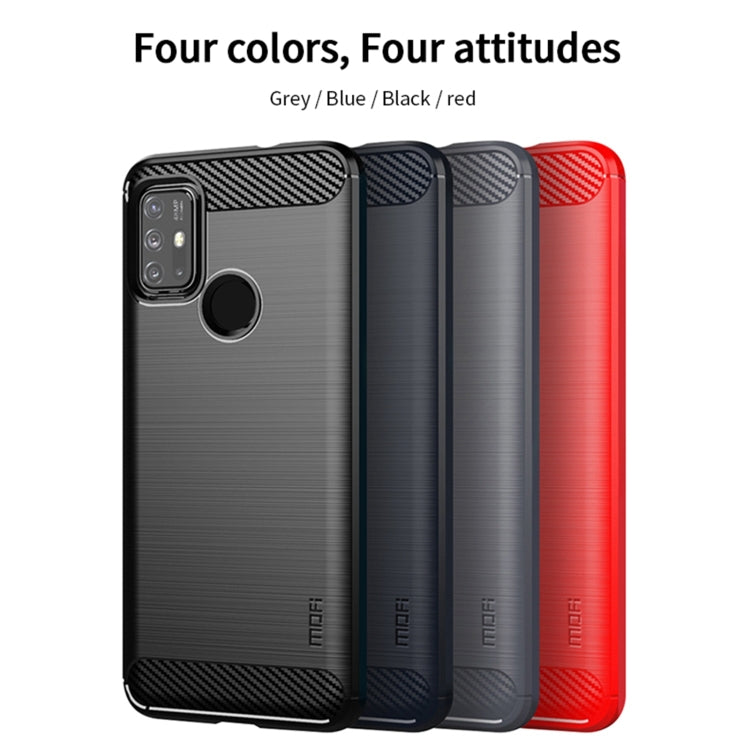 Para Motorola Moto G10 / G30 MOFI Gentleness Series Textura cepillada Fibra de carbono Soft TPU Funda (gris)