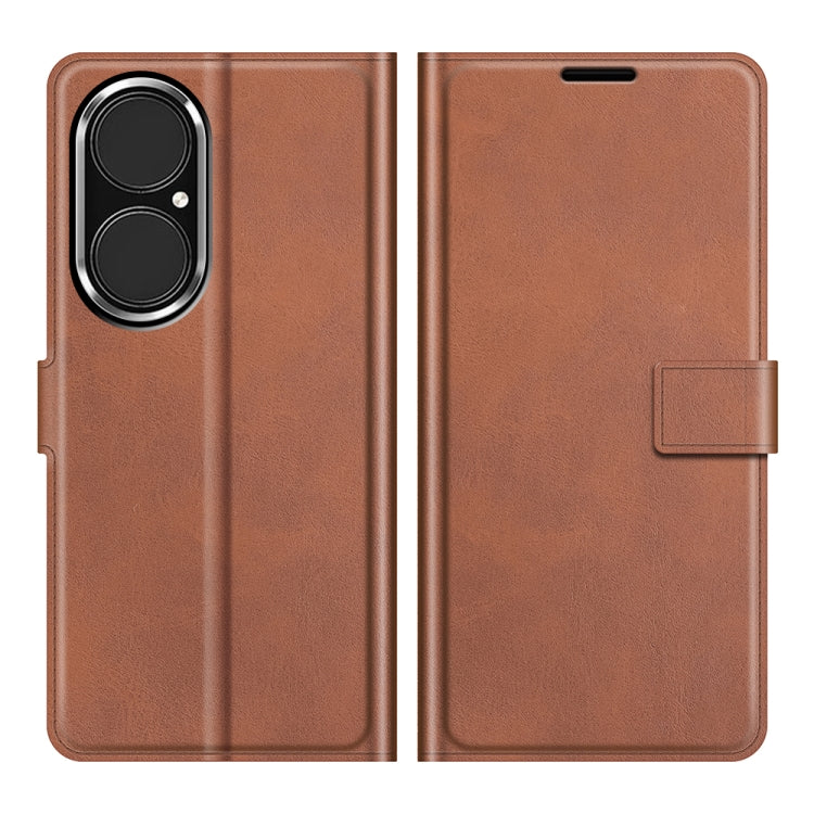 Para Huawei P50 Retro Becerro patrón Hebilla Horizontal Flip Funda de cuero con soporte y tragamonedas y billetera (marrón claro)