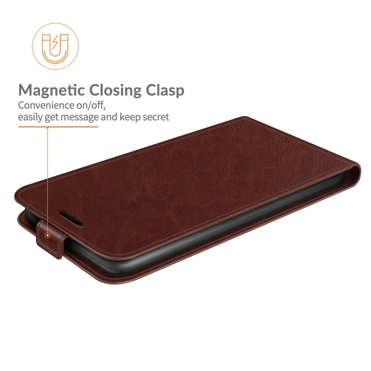 Para MOTOROLA MOTO ONE 5G ACE R64 Funda protectora de cuero vertical de una sola textura con ranuras para tarjeta y marco de fotos (marrón)