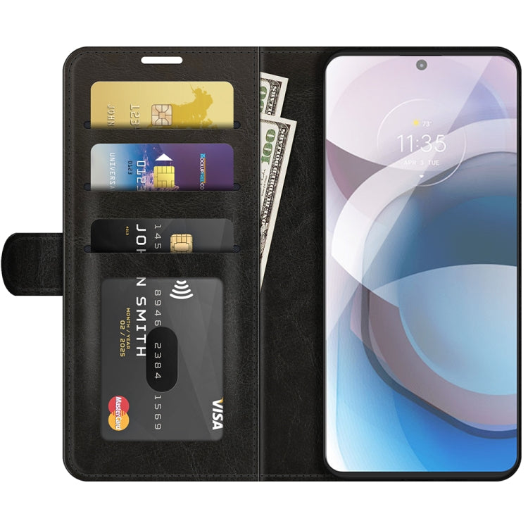 Para MOTOROLA MOTO ONE 5G ACE R64 Funda protectora de flip horizontal simple con soporte y ranuras para tarjetas y marco de fotos (negro)