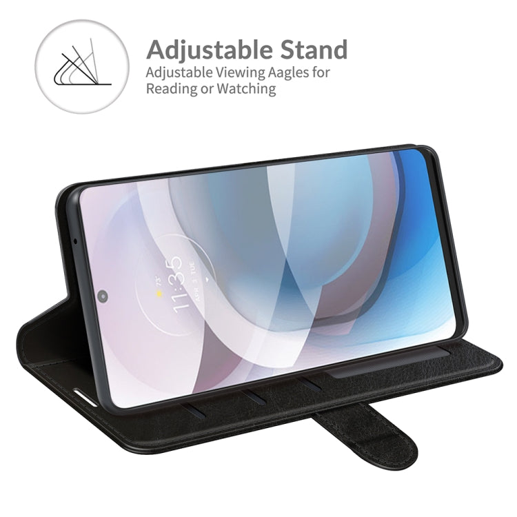Para MOTOROLA MOTO ONE 5G ACE R64 Funda protectora de flip horizontal simple con soporte y ranuras para tarjetas y marco de fotos (negro)