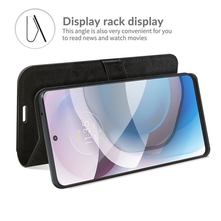 Para MOTOROLA MOTO ONE 5G ACE R64 Funda protectora de flip horizontal simple con soporte y ranuras para tarjetas y marco de fotos (negro)