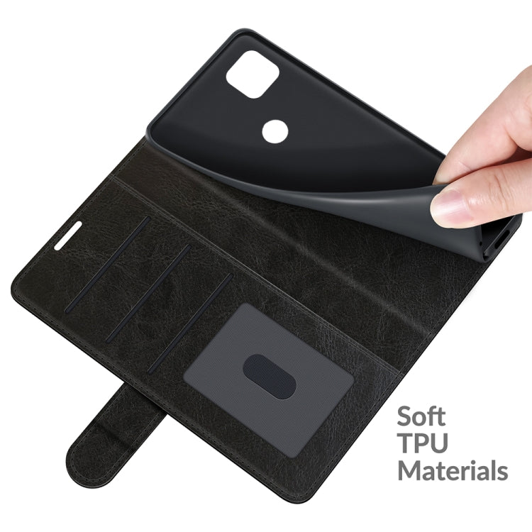 Para MOTOROLA MOTO ONE 5G ACE R64 Funda protectora de flip horizontal simple con soporte y ranuras para tarjetas y marco de fotos (negro)