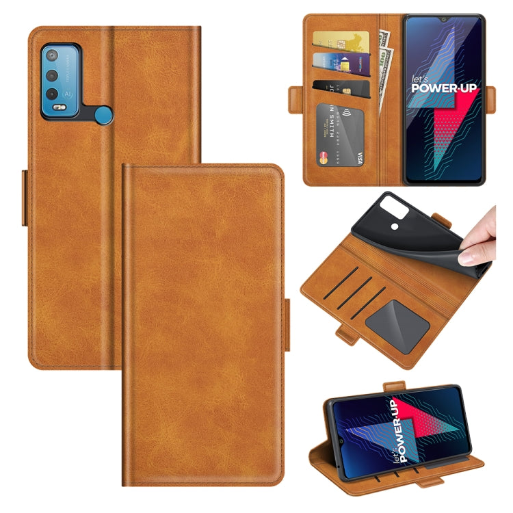 Funda de Cuero para Wiko Power U30 con Hebilla Magnética, Soporte, Tragamonedas y Billetera (Amarillo)